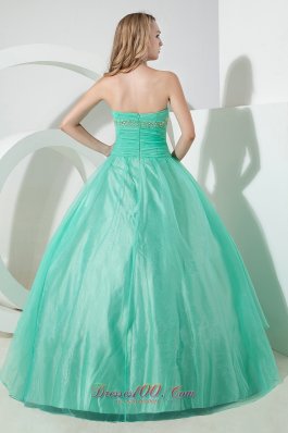 Beading and Embroidery Turquoise Organza Quinceanera Dress