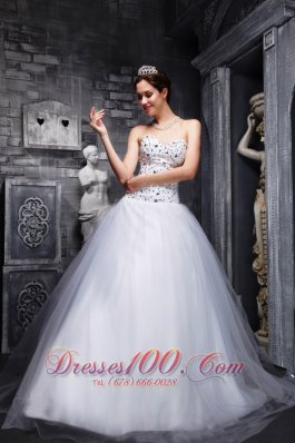 Taffeta and Tulle White Sweetheart Quinceanera Dress Beading