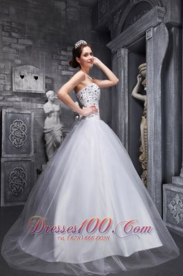 Taffeta and Tulle White Sweetheart Quinceanera Dress Beading