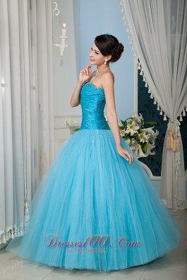 Aqua 15 Quinceanera Dress A-line Sweetheart Tulle Beading