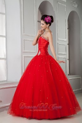 Red Ball Gown Sweet 16 Dress 2013 Tulle Beading