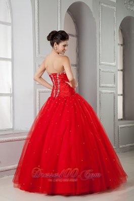 Red Ball Gown Sweet 16 Dress 2013 Tulle Beading