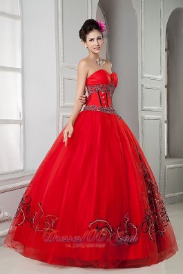 Appliques Red Ball Gown Quinceanera Dresses Gowns