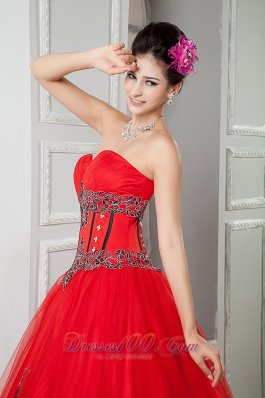 Appliques Red Ball Gown Quinceanera Dresses Gowns