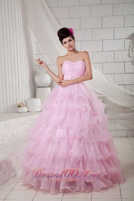 Beading and Pleated Ball Gown Baby Pink Dresses Quinceanera