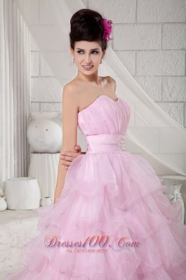 Beading and Pleated Ball Gown Baby Pink Dresses Quinceanera