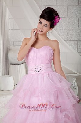 Beading and Pleated Ball Gown Baby Pink Dresses Quinceanera