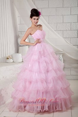 Beading and Pleated Ball Gown Baby Pink Dresses Quinceanera