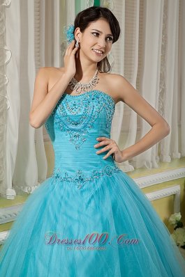 Beading Teal Ball Gown Sweetheart Dresses Of 15 Tulle