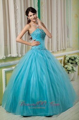 Beading Teal Ball Gown Sweetheart Dresses Of 15 Tulle