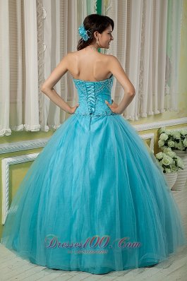 Beading Teal Ball Gown Sweetheart Dresses Of 15 Tulle