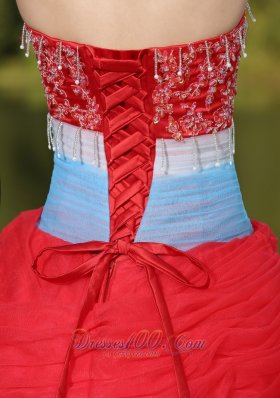 Tulle Red Quinceanera Dress for Girl With Flower Beaded