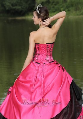 Flowers With Embroidery Hot Pink 2013 Quinceanera Dress