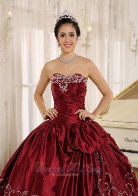 Beaded and Embroidery Decorate Wine Red Quinceanera Dress