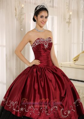 Beaded and Embroidery Decorate Wine Red Quinceanera Dress