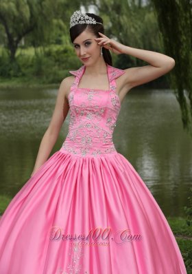 Beaded Square Rose Pink Decorate for Quincenera Dresses