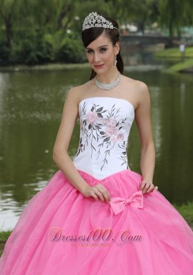 Embroidery Decorate Wholesale Rose Pink Quinceanera Dress