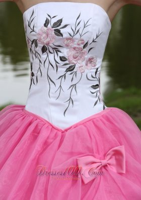 Embroidery Decorate Wholesale Rose Pink Quinceanera Dress