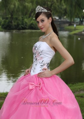 Embroidery Decorate Wholesale Rose Pink Quinceanera Dress