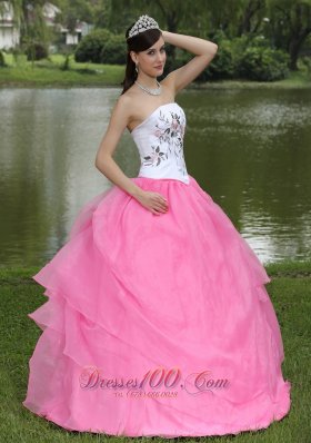 Embroidery Decorate Wholesale Rose Pink Quinceanera Dress