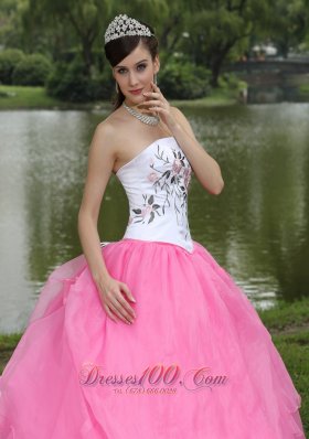 Embroidery Decorate Wholesale Rose Pink Quinceanera Dress