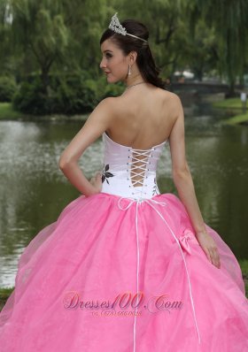 Embroidery Decorate Wholesale Rose Pink Quinceanera Dress