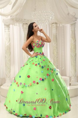 Spring Green Sweet 15 Dresses With Appliques Decorate