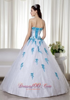 White Ball Gown Sweetheart Appliques Sweet 16 Dresses