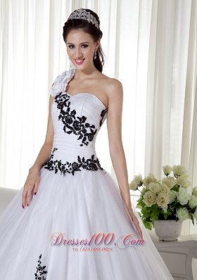Ball Gown White One Shoulder Embroidery Dresses for 15
