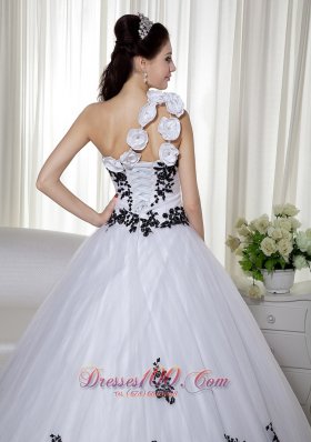 Ball Gown White One Shoulder Embroidery Dresses for 15