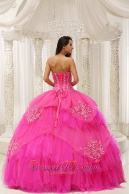 Sweetheart Hot Pink Embroidery Quinceanera Dresses On Sale