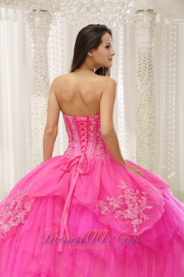 Sweetheart Hot Pink Embroidery Quinceanera Dresses On Sale