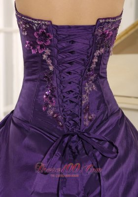 Eggplant Purple Sweetheart Taffeta Embroidery Quinceanera Dress