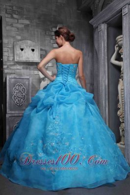 Strapless Organza Appliques Baby Blue Dress for Quinceaneras