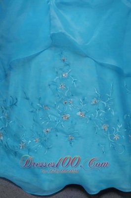 Strapless Organza Appliques Baby Blue Dress for Quinceaneras