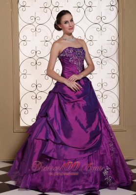 Purple Dresses for Quinceaneras Taffeta With Embroidery