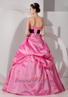 Pick-ups Rose Pink Ball Gown Quinceanea Dress Taffeta