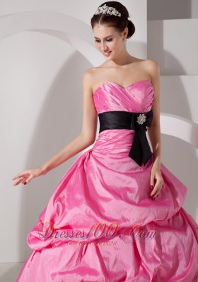 Pick-ups Rose Pink Ball Gown Quinceanea Dress Taffeta