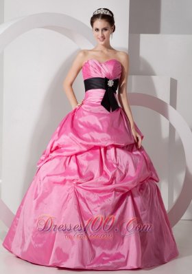 Pick-ups Rose Pink Ball Gown Quinceanea Dress Taffeta