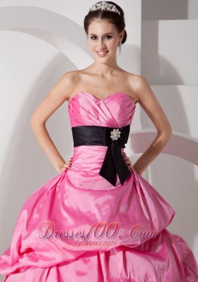 Pick-ups Rose Pink Ball Gown Quinceanea Dress Taffeta