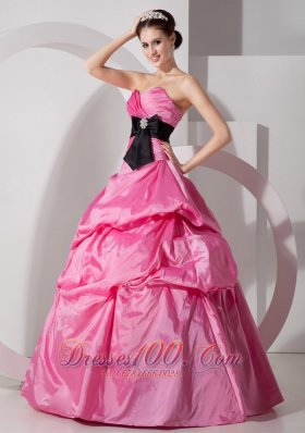 Pick-ups Rose Pink Ball Gown Quinceanea Dress Taffeta