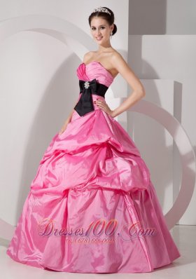 Pick-ups Rose Pink Ball Gown Quinceanea Dress Taffeta