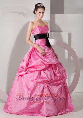 Pick-ups Rose Pink Ball Gown Quinceanea Dress Taffeta