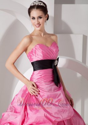 Pick-ups Rose Pink Ball Gown Quinceanea Dress Taffeta