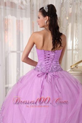 Appliques Sweetheart Modest Lavender Tulle Quinceanera