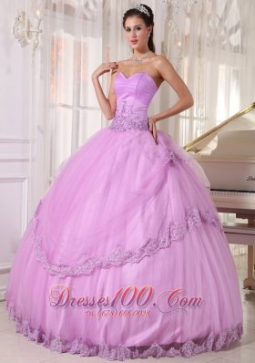 Appliques Sweetheart Modest Lavender Tulle Quinceanera