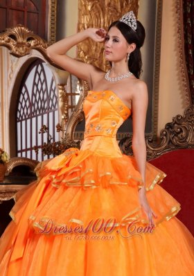 Orange Quinceanera Dress Ruffles Organza Bow 2013