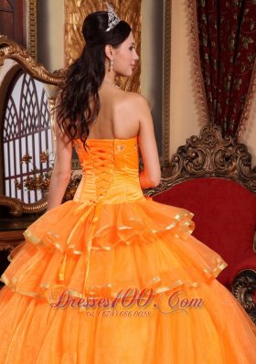 Orange Quinceanera Dress Ruffles Organza Bow 2013