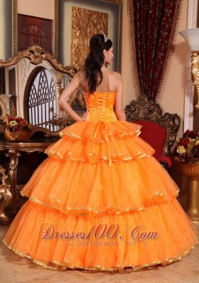 Orange Quinceanera Dress Ruffles Organza Bow 2013