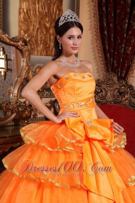 Orange Quinceanera Dress Ruffles Organza Bow 2013